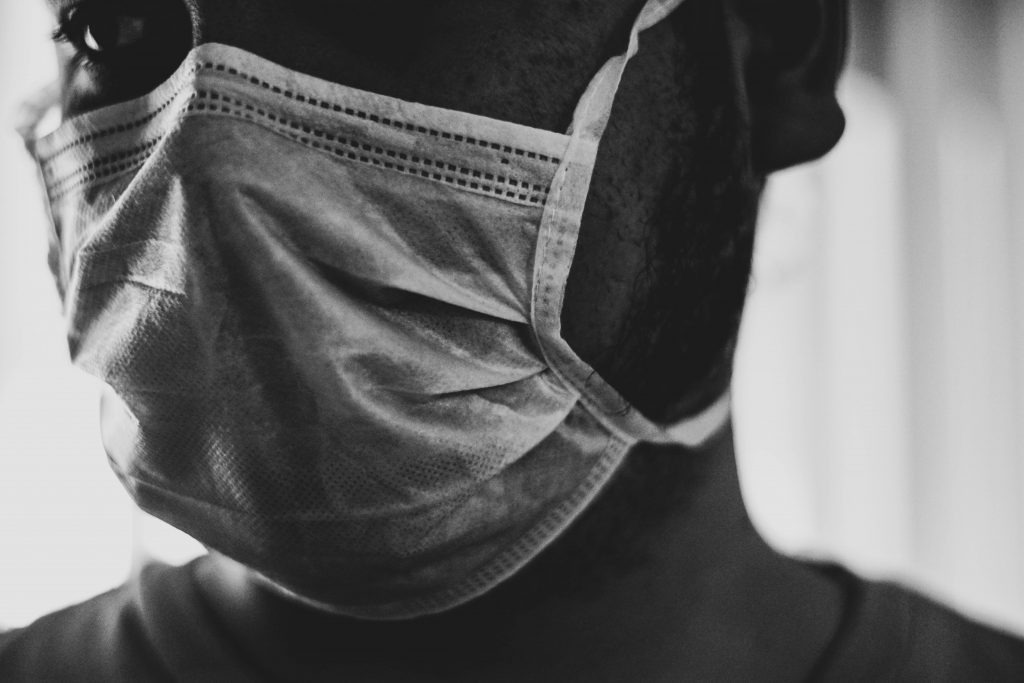 person wears face mask